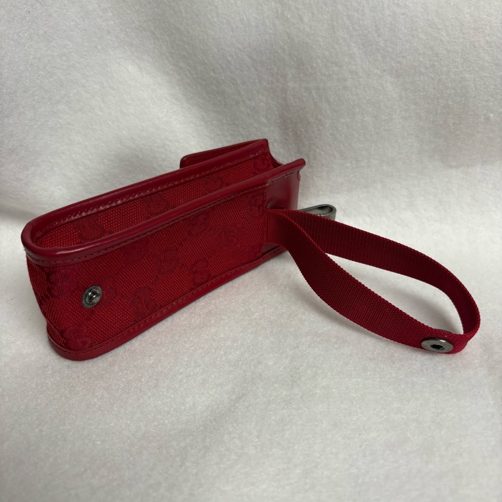 VTG GUCCI Red Belt Pouch Case GG Print Clip Old Cell Phone Pouch - Picture 4 of 15